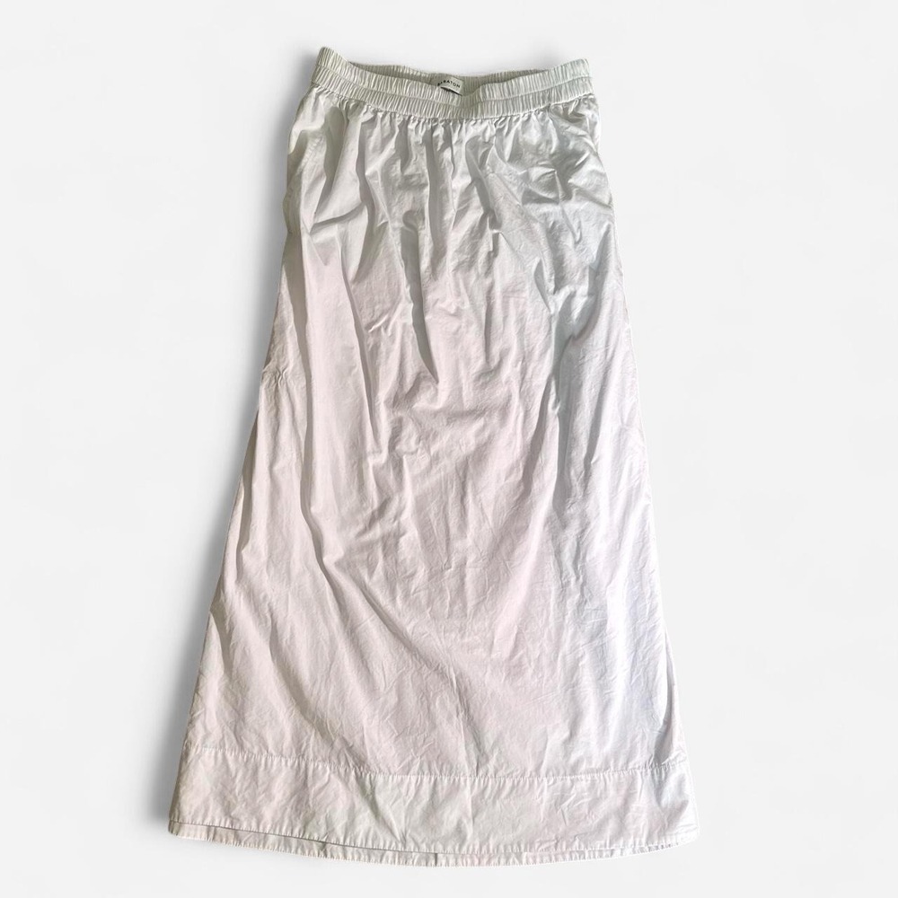 Aritzia Babaton Bavarian Midi Skirt White Elastic Waist Side Slit XS Small